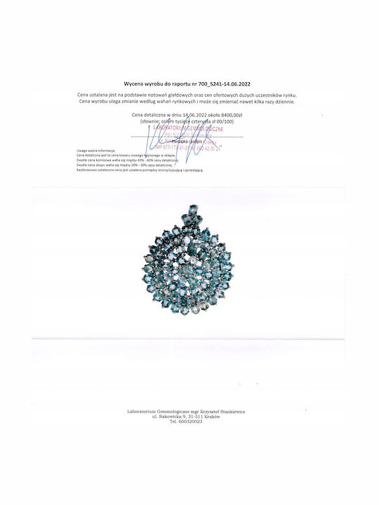 Pendant Brooch Natural Zircons Certificate