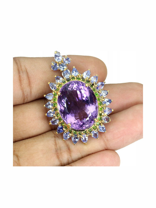 Natural Pendant Brooch 29.54ct Amethyst Tanzanite
