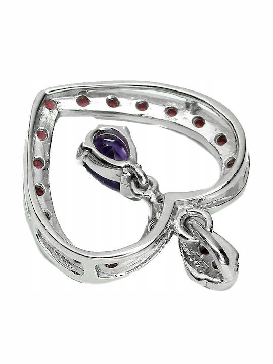 Silber Herz Anhänger Natürliche Granate Amethyst