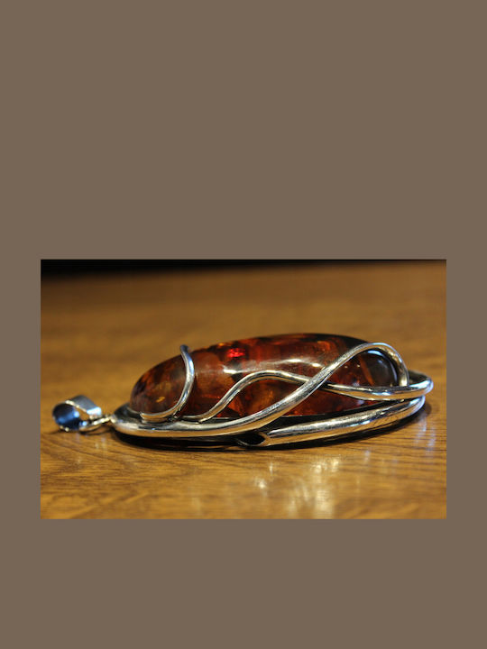 Silver 925 Pendant Natural Green Amber Silver 925 Pendant Natural Green Amber