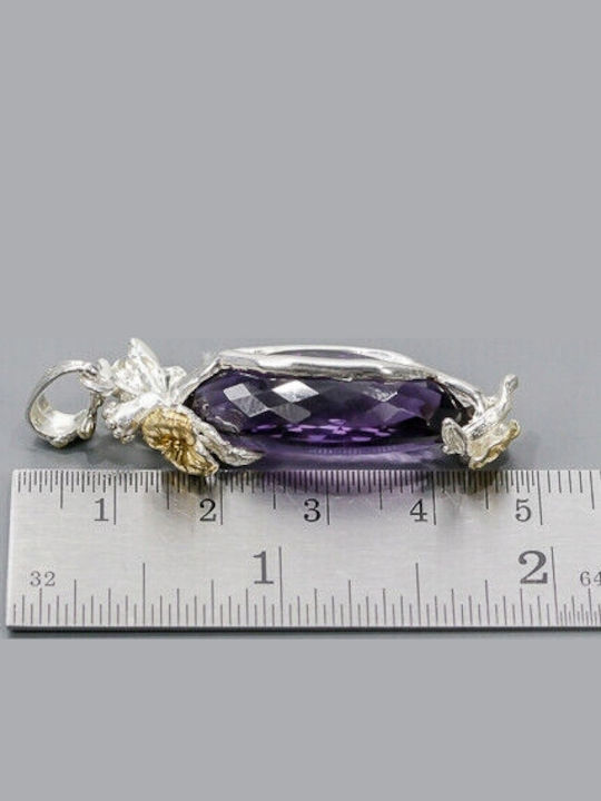 Artistic 24ct Amethyst Topaz Pendant 925