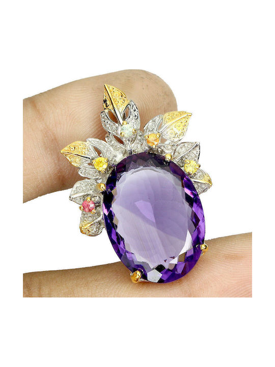 Pendant 925 Silver Natural 17ct Amethyst Sapphires