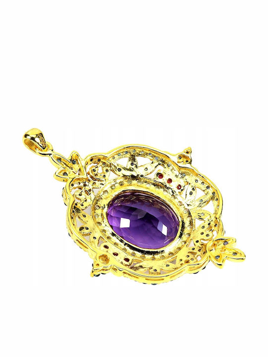 Spektakulärer Silberanhänger Natürlicher Amethyst Peridot Saphire Granate 925