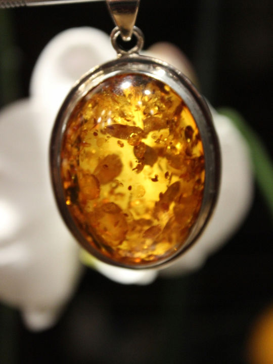Pandantiv Din Argint 925 Cu Chihlimbar Natural Cognac