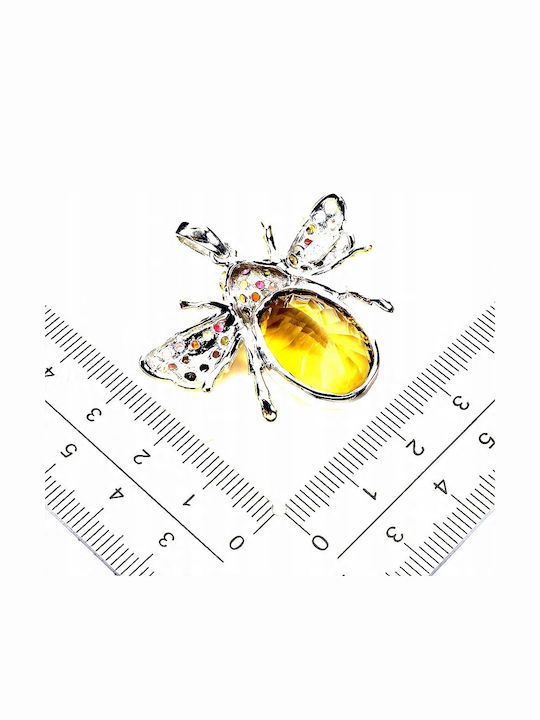 Висулка Бръмбар 33ct Цитрин Натурални Гранати Турмалини 925 Впечатляващ