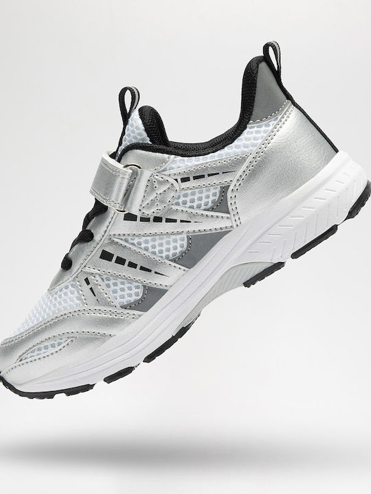 Kids Sneakers with Hoop & Loop Closure Silver