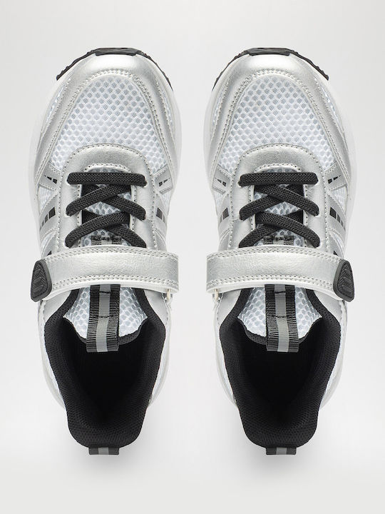Kids Sneakers with Hoop & Loop Closure Silver