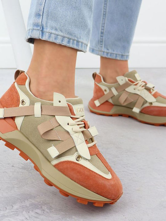 Γυναικεία Sneakers Beige And Orange
