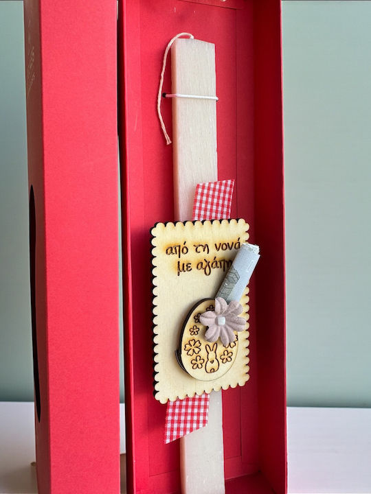 Easter Candle Round with Box for Godmother Love Red (Various Designs)