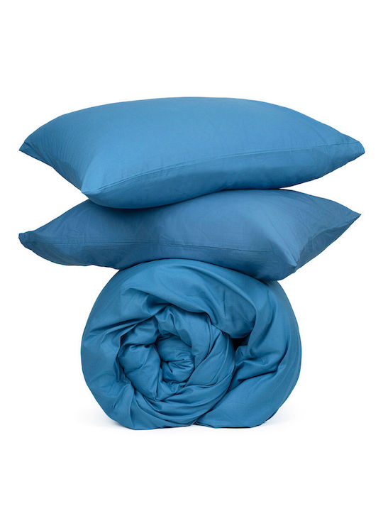 Sunshine Cotton Feelings 152 Σετ Σεντόνια Μονά 160x270εκ. Blue 152-12 (3τμχ)
