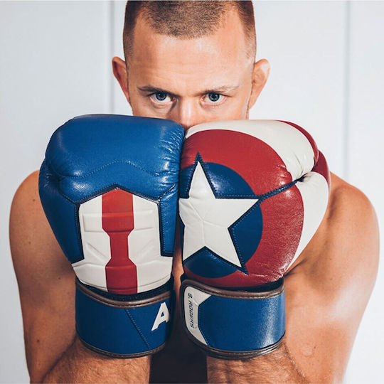 Hayabusa Captain America Γάντια Πυγμαχίας Δερμάτινα για Αγώνα Μπλε