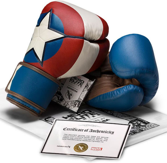 Hayabusa Captain America Γάντια Πυγμαχίας Δερμάτινα για Αγώνα Μπλε