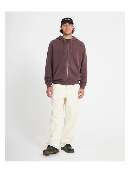 Stone Cardigan with Hood Burgundy