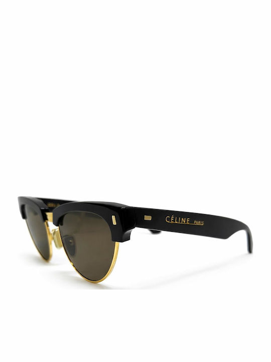 Celine Women's Sunglasses with Black Horn-Rimmed Frame and Black Lens CL40059U-30E