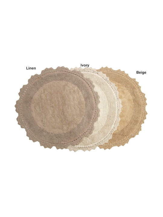 Anna Riska Πατάκι Μπάνιου Βαμβακερό Στρογγυλό Lace 5 421122 Ivory Φ60εκ.