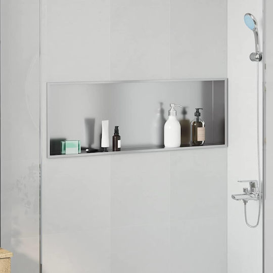 vidaXL Wall Mounted Bathroom Shelf Metallic 30x9.5x20cm Silver