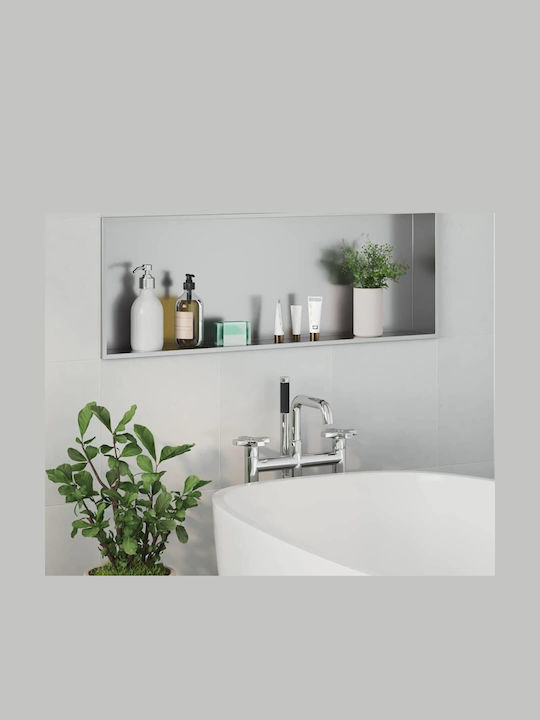 vidaXL Wall Mounted Bathroom Shelf Metallic 30x9.5x20cm Silver
