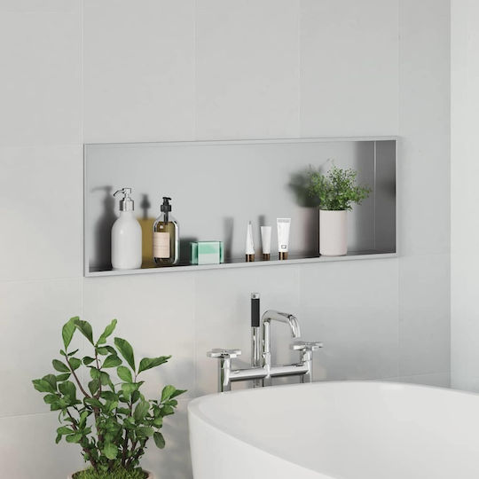 vidaXL Wall Mounted Bathroom Shelf Metallic 30x9.5x20cm Silver