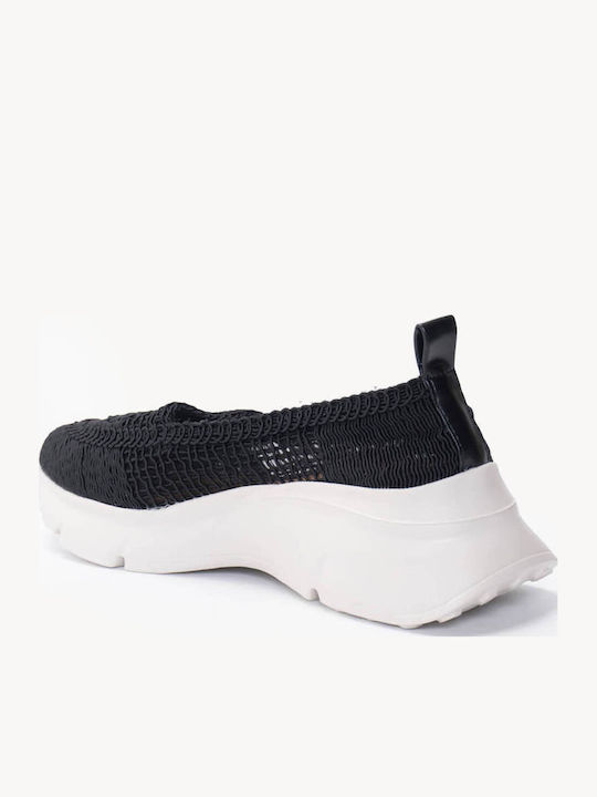 Schwarze Slip On Sneakers Mit Strickmuster Chunky Sohlen