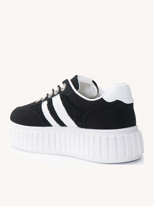 Μαύρα Sneakers Ρίγες Δίπατη Σόλα