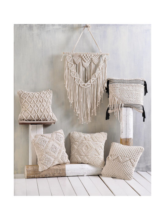 Rythmos Macrame Hanging Wall Decor Amarosa Ecru Fabric 50x50cm