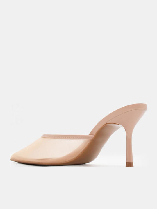 Mules With Thin High Heel In Pink Colour