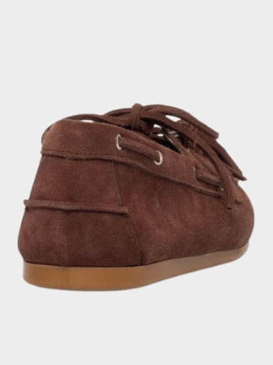 Suede Mules με Τακούνι σε Καφέ Χρώμα