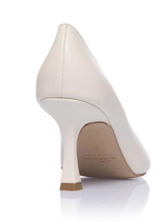 Leder Pumps mit Mittelhohem Absatz Weiß