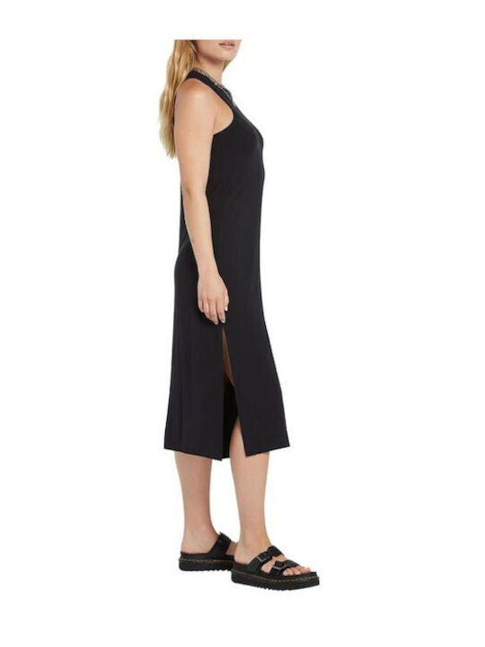 Stonelight Dress Summer Midi Dress with Tearing Black B1312615 BLK