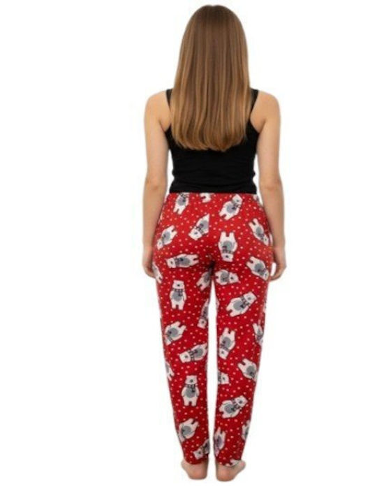 Soccus Pantaloni De Pijamale Dama Din Bumbac Pentru Iarnă Roșii