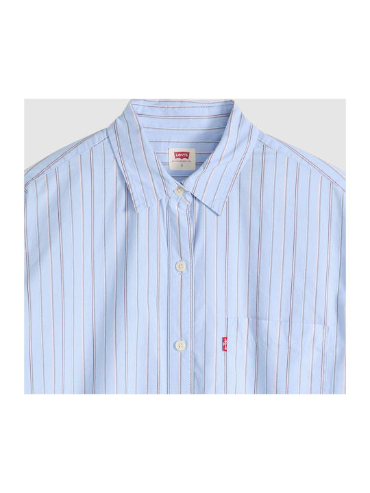 Long Sleeve Women's Shirt Blue Striped
