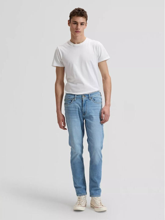 Ανδρικό Παντελόνι Τζιν Ελαστικό με Slim Straight Εφαρμογή Γαλάζιο