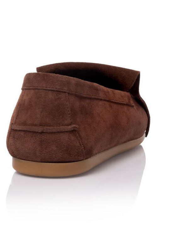 Damen Mokassins aus Leder in Braun Farbe
