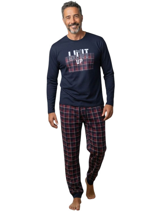 Collection Winter Checked Men's Cotton Pyjama Pants Petrol