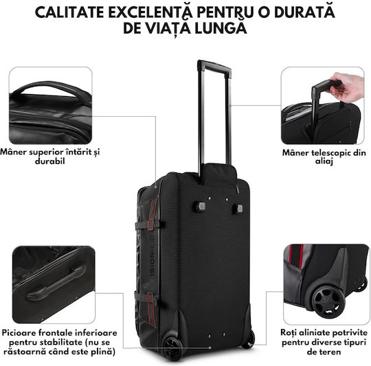 Σακ Βουαγιάζ 70lt Μαύρο με Ρόδες Υφασμάτινο