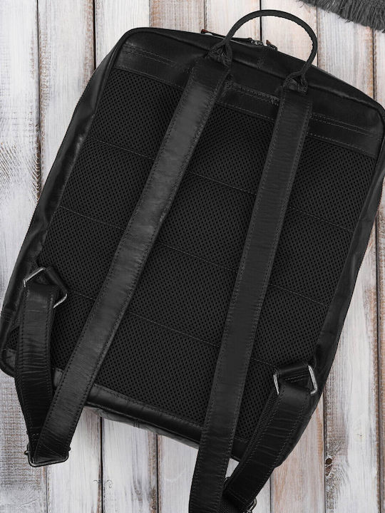 Rucsac Bărbătesc Vintage din Piele pentru Laptop Urban Negru Office la Colegiu Im-07-bl