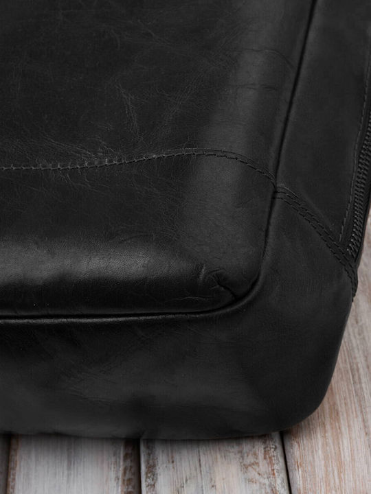 Rucsac Bărbătesc Vintage din Piele pentru Laptop Urban Negru Office la Colegiu Im-07-bl