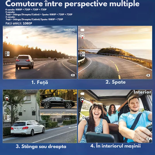Set Cameră DVR Auto 1080P cu Ecran 2" Wi-Fi și Cameră de Marșarier