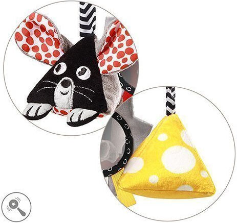 Babyono Hanging Baby Toys for Cot and Stroller with Teether Mouse for Newborns