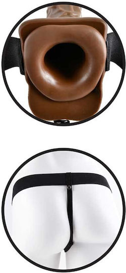 19.0cm Hohl Vibrator Strap-Ons Braune Kugeln Pipedream