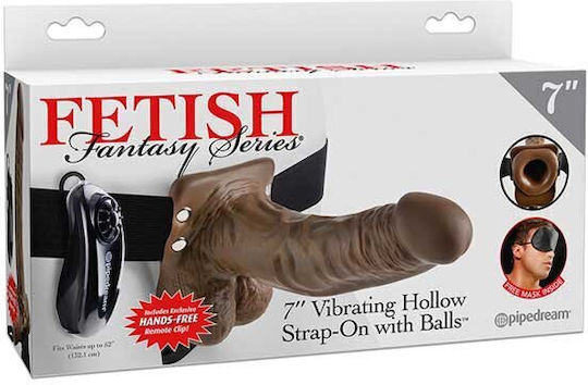 19.0cm Hohl Vibrator Strap-Ons Braune Kugeln Pipedream