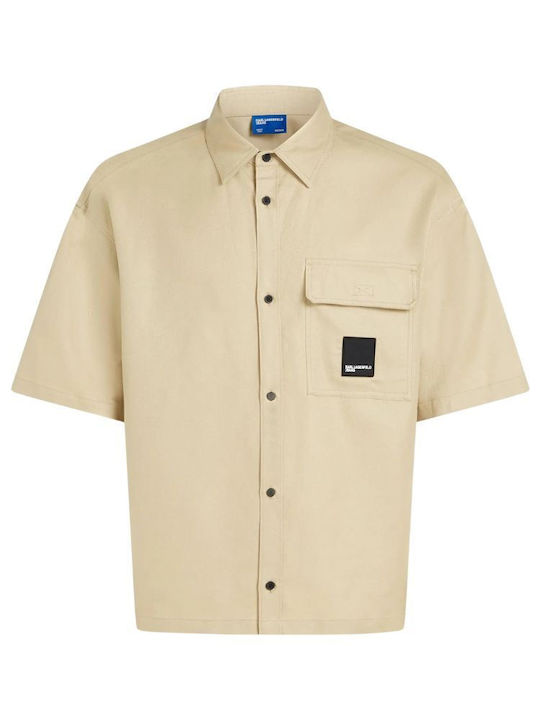 Short Sleeve Denim Shirt Khaki