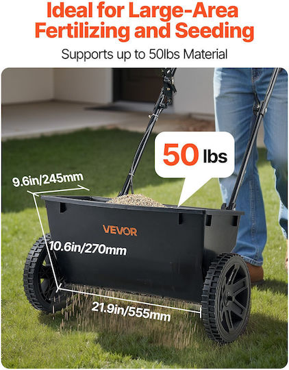 Vevor TCSBJ50LBSPZFPVX6001V0 Τροχήλατος Διανομέας Σπόρων / Λιπάσματος με Χωρητικότητα 22.6kg
