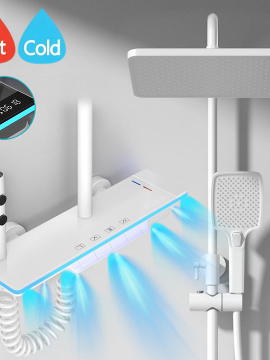 Coloană De Duș Cu Mixer De Cadă Albă Reglabilă Coloană De Duș Cu Mixer De Cadă Albă Reglabilă