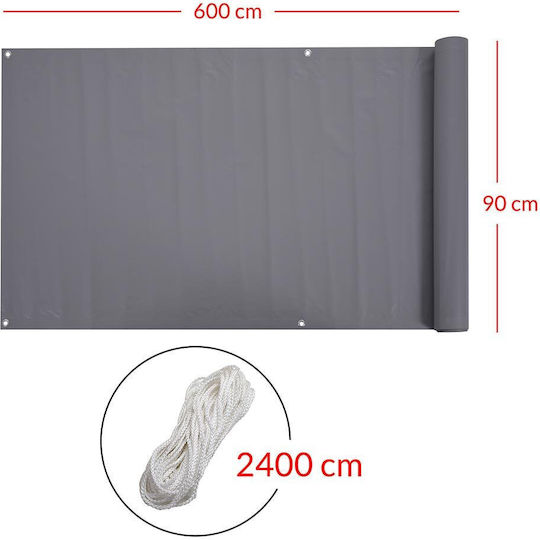 Bakaji Gray Shade Divider with PVC Coating 0.9x6m 450gr/m²