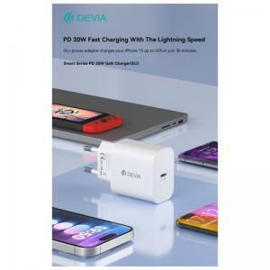 Devia Wireless Charger GaN With USB-C Port 30W Power Delivery White (Star Pack)