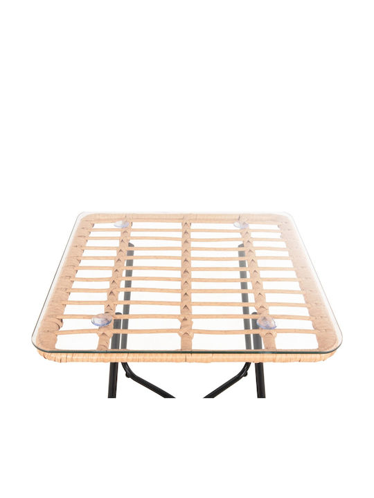 Garden & Terrace Table for Small Spaces Rattan Beige-Black 50x50x47cm