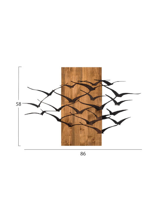 3D Gemischte Kunst Schwarz aus Holz 86x3x58cm