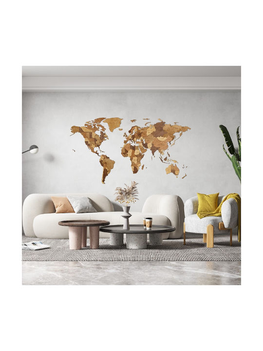 Ewa 3D Wall Decor World Wooden 100x55cm