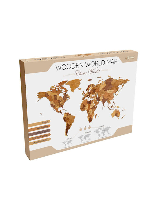 Ewa 3D Wall Decor World Wooden 100x55cm